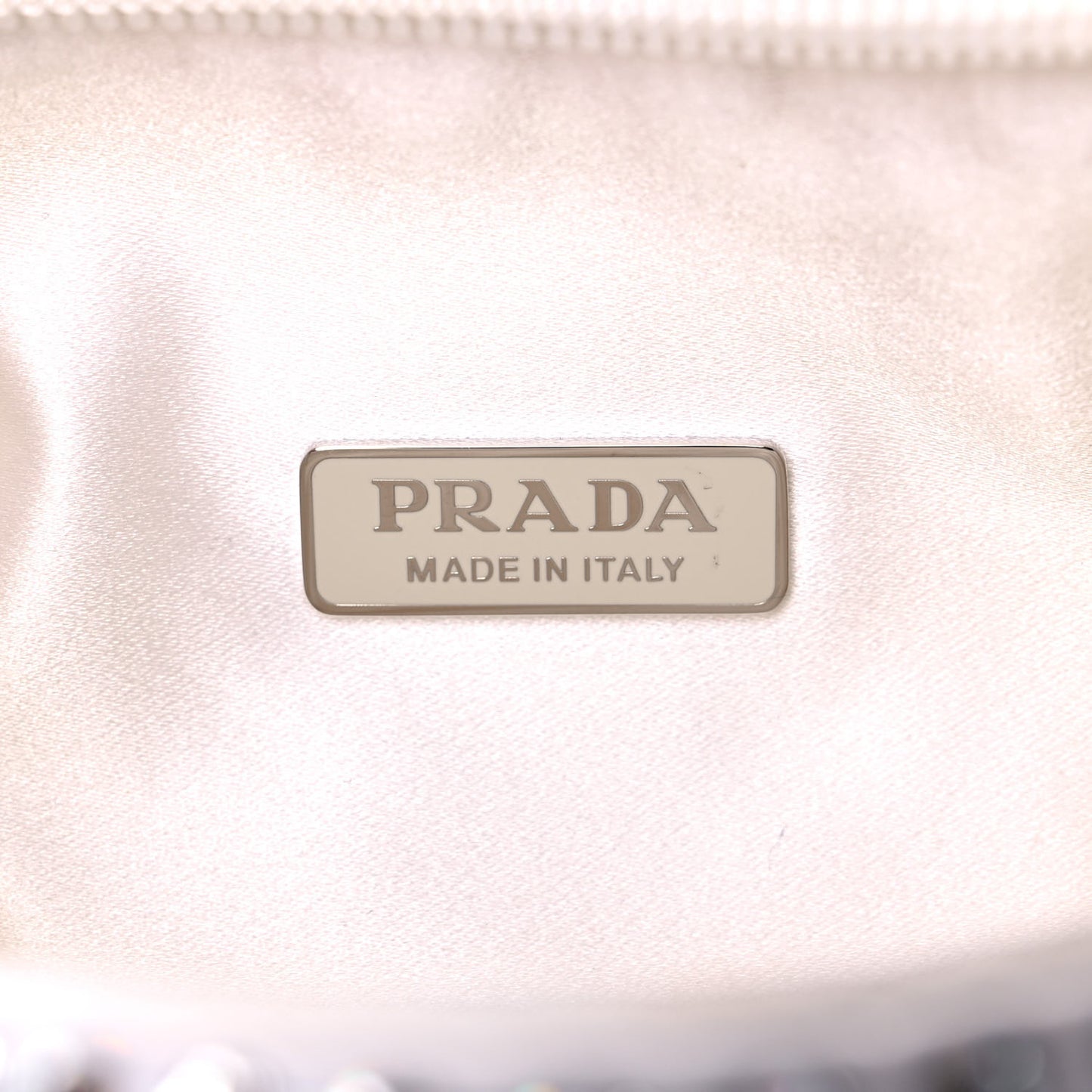 Satin Crystal Mini Re-Edition 2000 Bag White