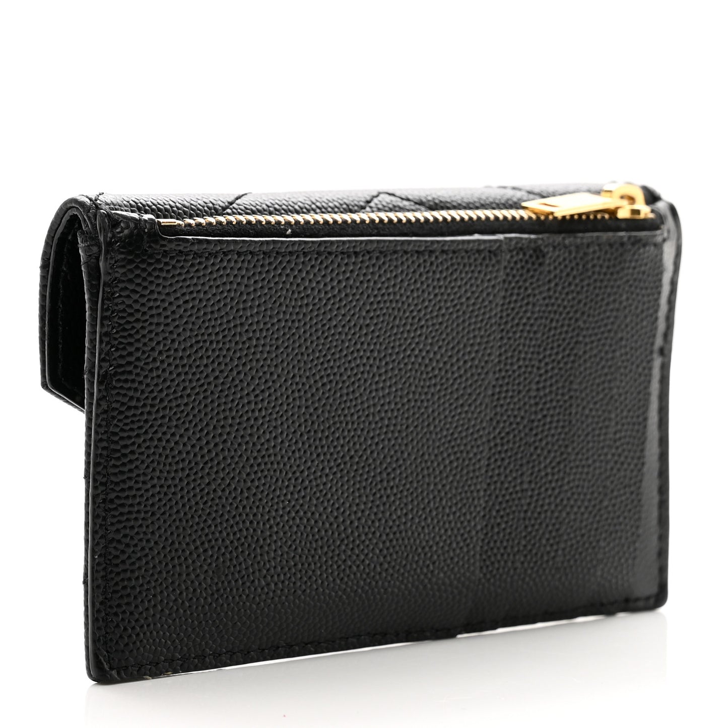 Grain De Poudre Matelasse Chevron Monogram Compact Wallet Black