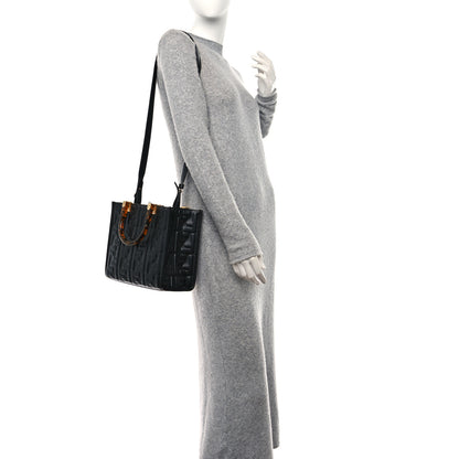 Fendi Vitello Plexiglass FF Embossed Small Fendi Sunshine Shopper Tote Black 2 of 10