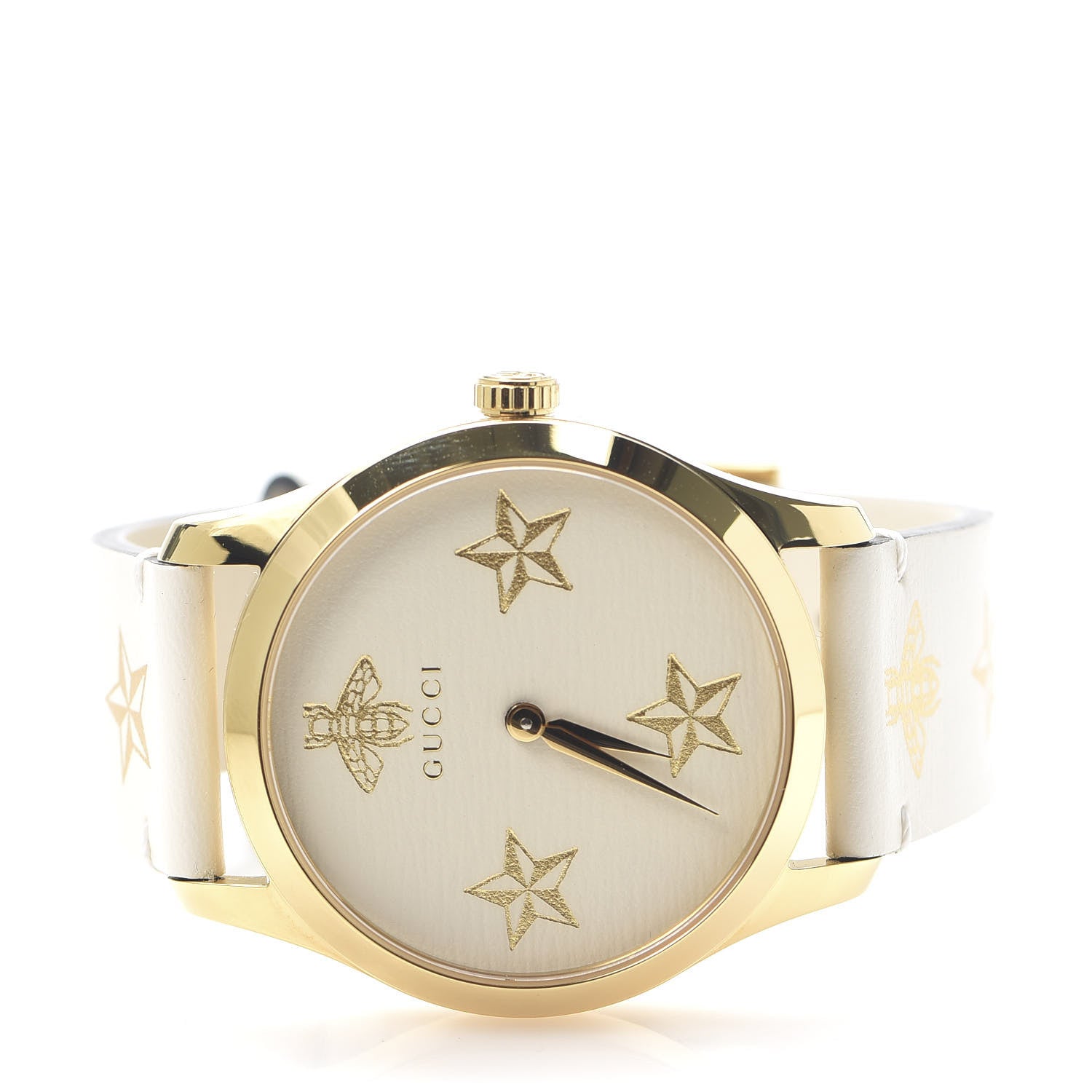 Gucci Stainless Steel Calfskin 38mm G-Timeless Bee Star Quartz Watch White 3 of 9