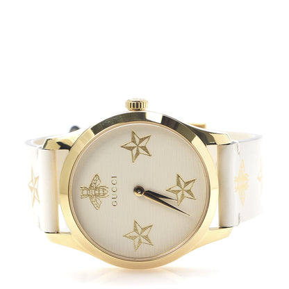 Gucci Stainless Steel Calfskin 38mm G-Timeless Bee Star Quartz Watch White 3 of 9