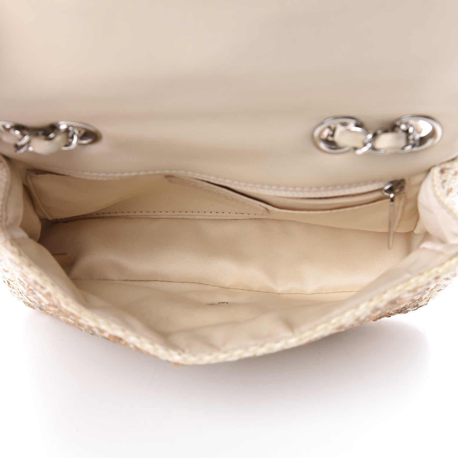 Chanel Raffia Sequin Small Single Flap Beige Gold 5 of 13