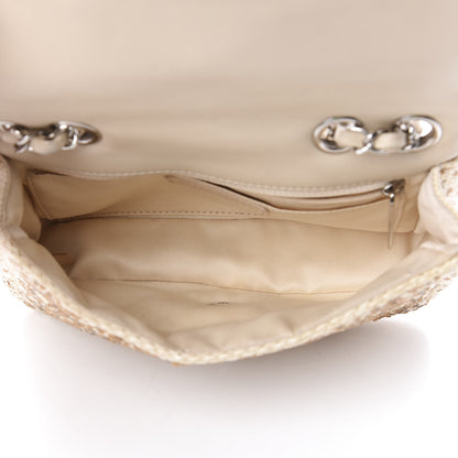 Chanel Raffia Sequin Small Single Flap Beige Gold 5 of 13