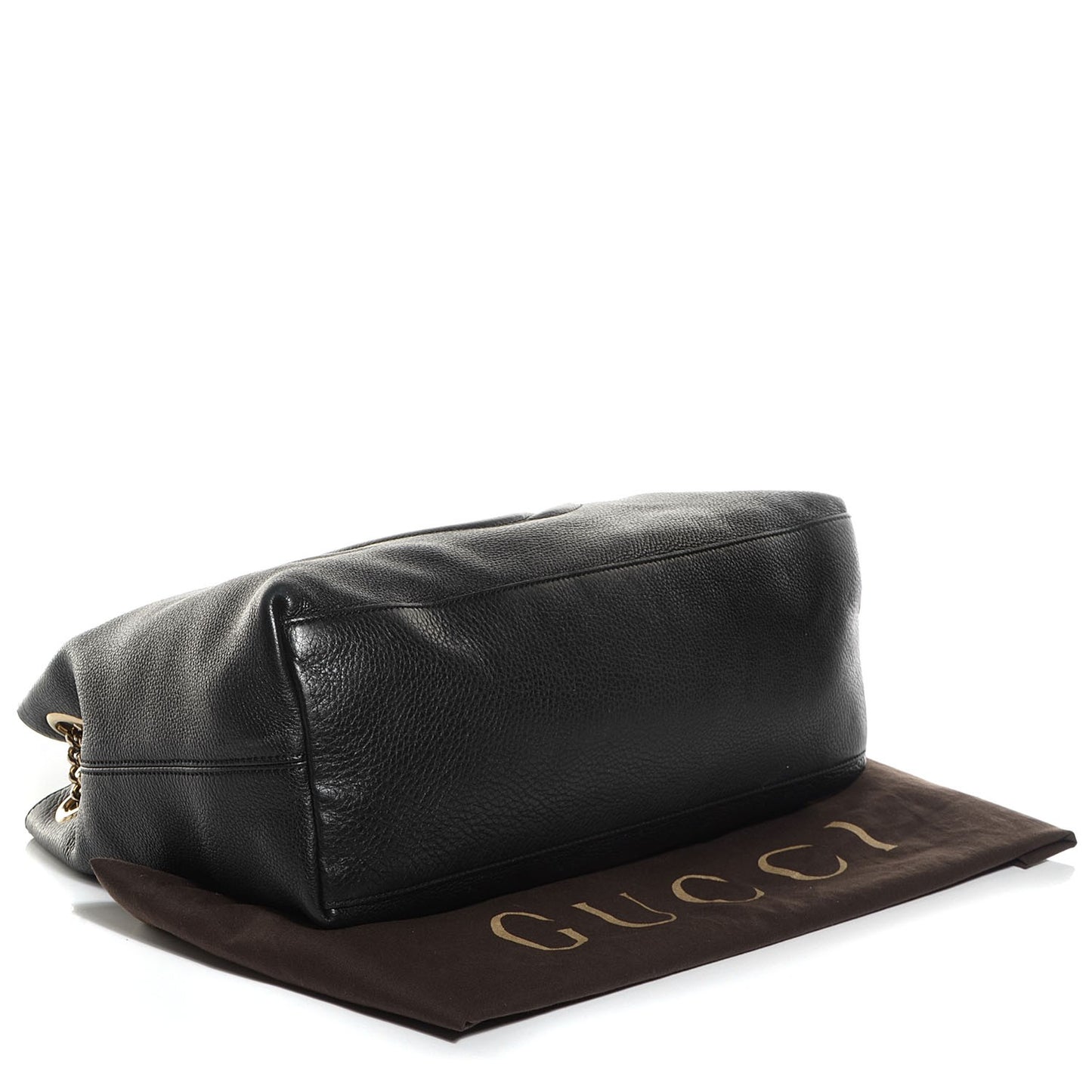 Pebbled Calfskin Medium Soho Chain Shoulder Bag Black