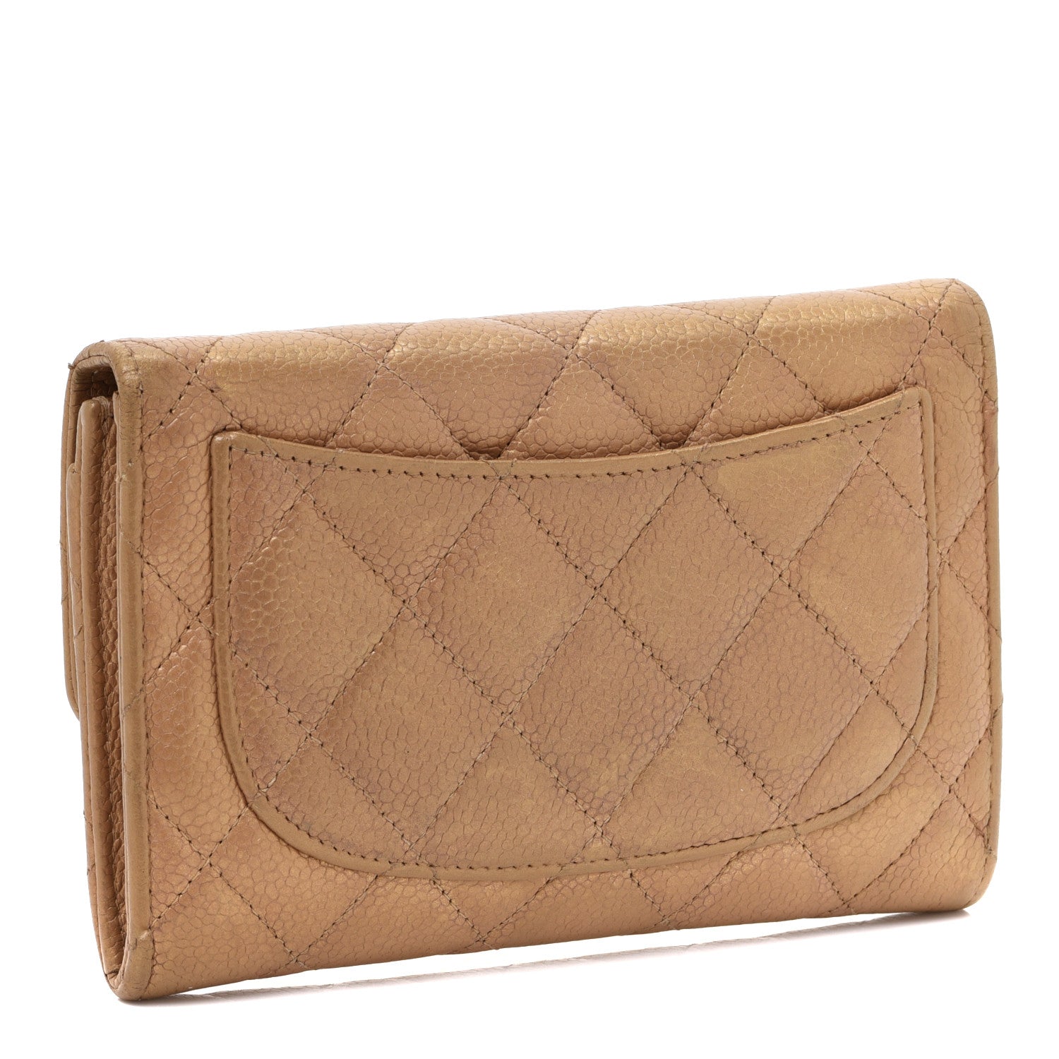 Chanel Pearly Caviar Quilted Small Flap Wallet Gold 3 of 15