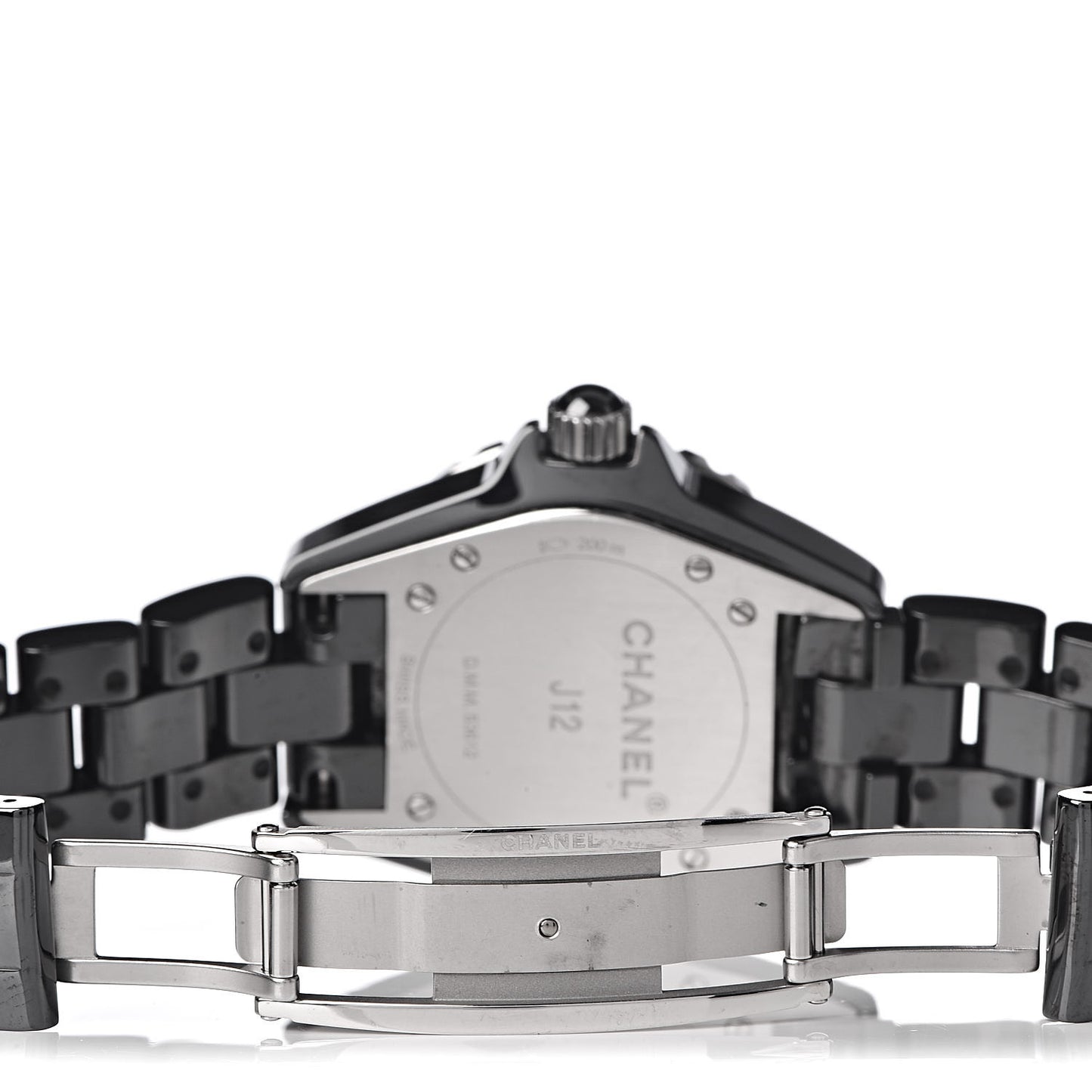 Stainless Steel Ceramic Diamond 33mm J12 Quartz Watch Black