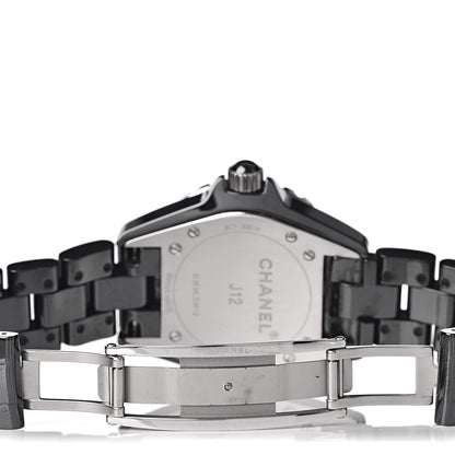 Chanel Stainless Steel Ceramic Diamond 33mm J12 Quartz Watch Black 5 of 7