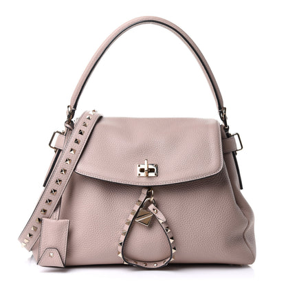 Valentino Garavani Pebbled Calfskin Rockstud Twiny Top Handle Bag Poudre 1 of 10