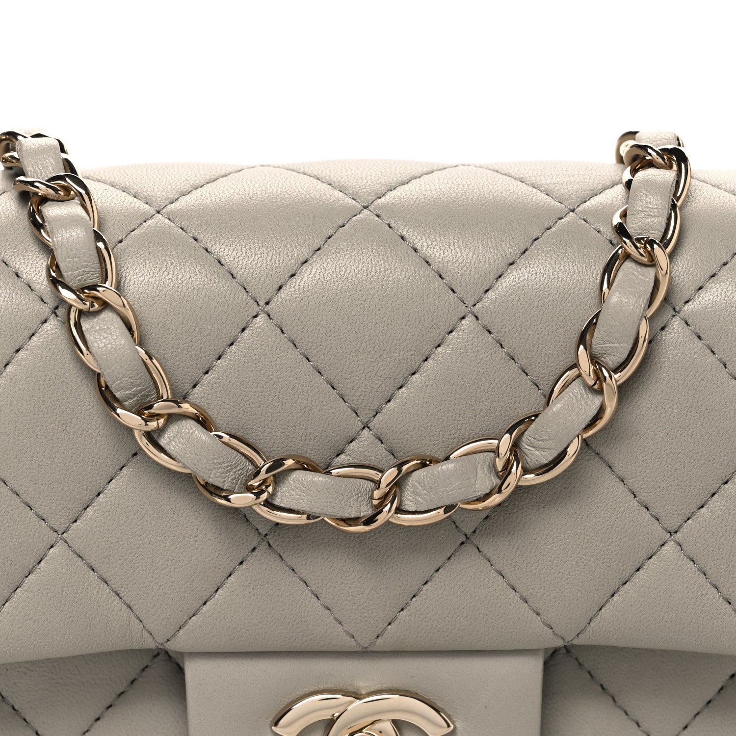 Chanel Lambskin Quilted Mini Rectangular Flap Grey 8 of 11