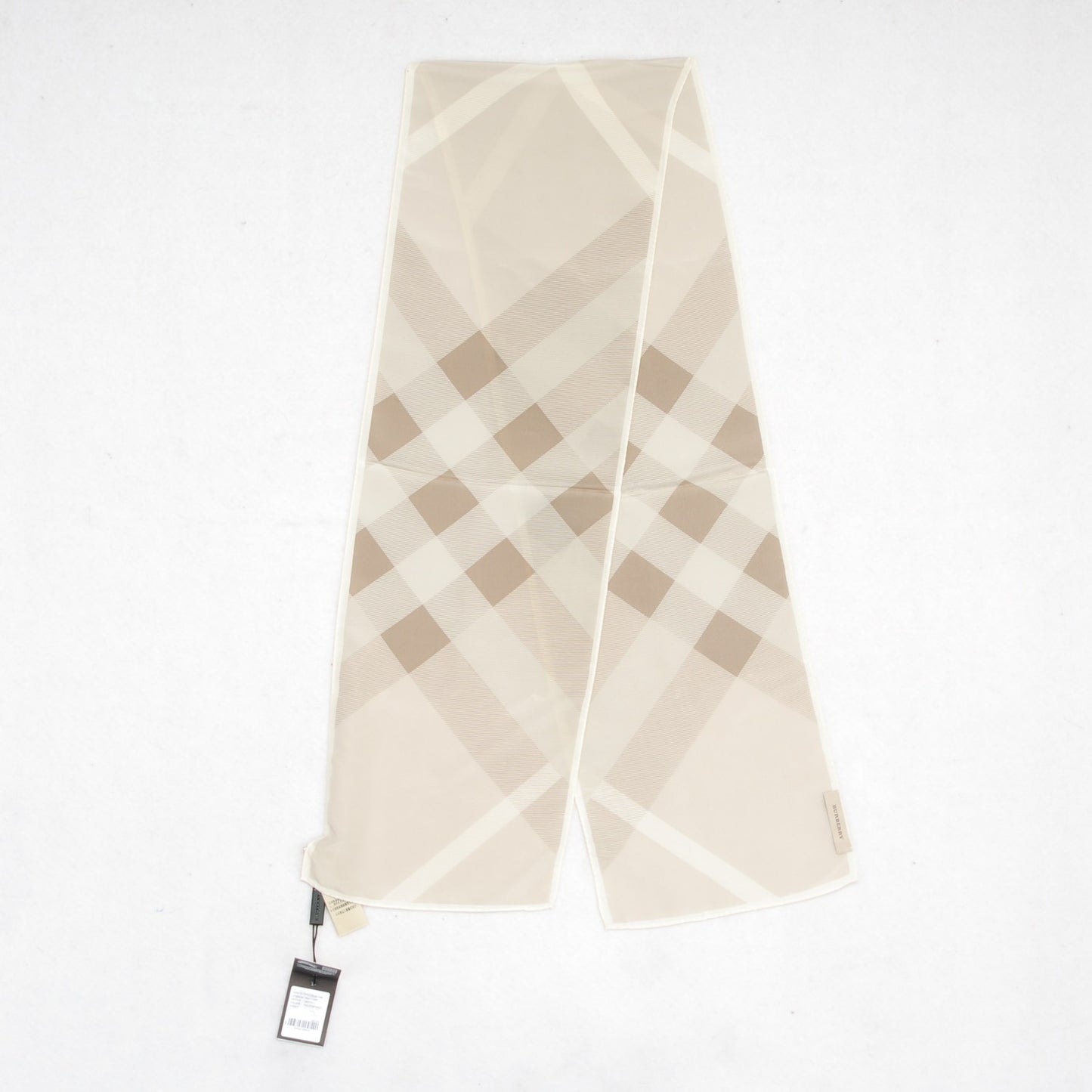 Silk Giant Check Scarf Pale Stone