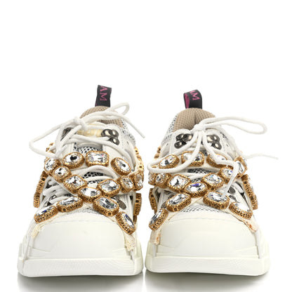 Gucci X SEGA Mesh Calfskin Suede Removable Crystals Womens Flashtrek Sneakers 36 Great White 2 of 14