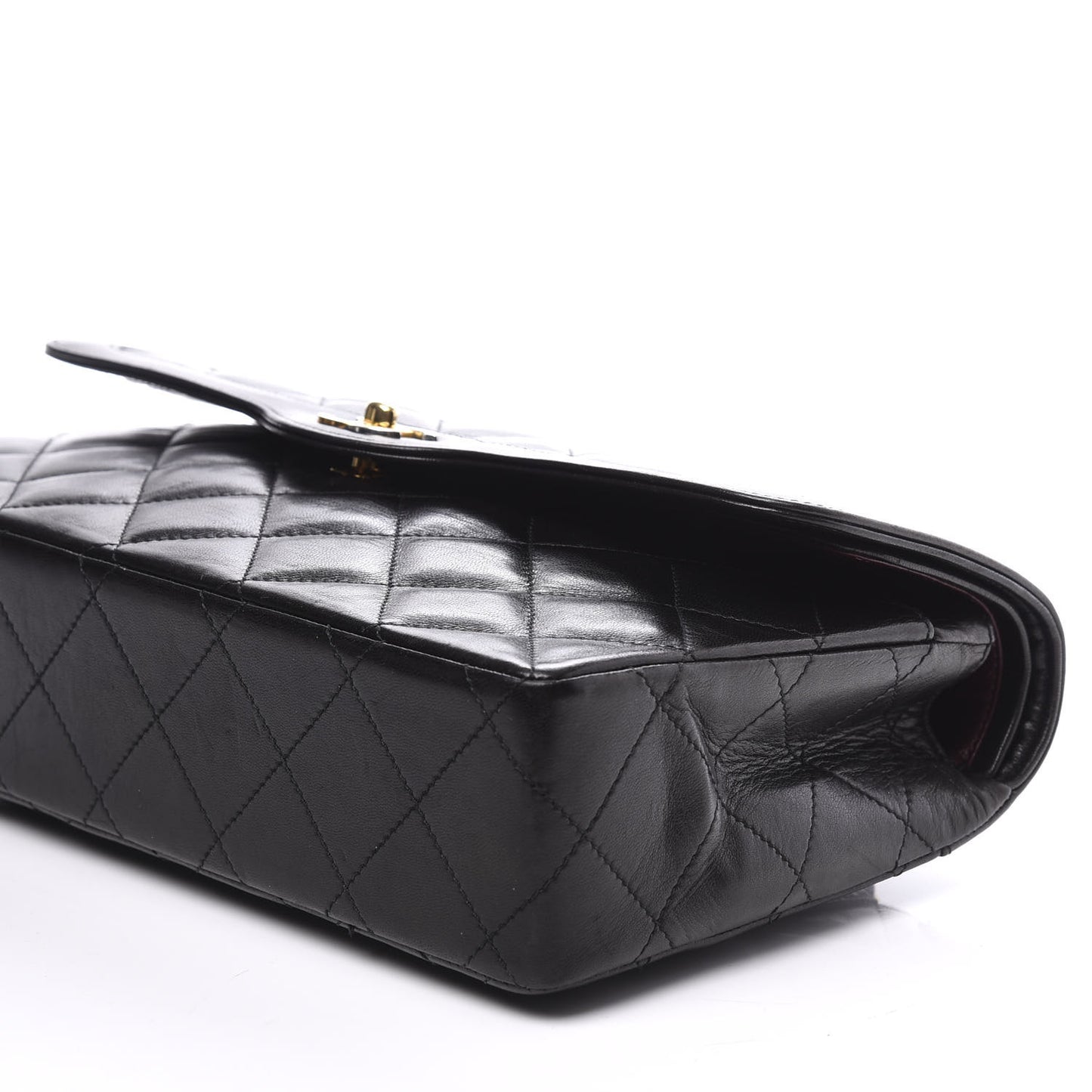 Lambskin Quilted Medium Double Flap Black