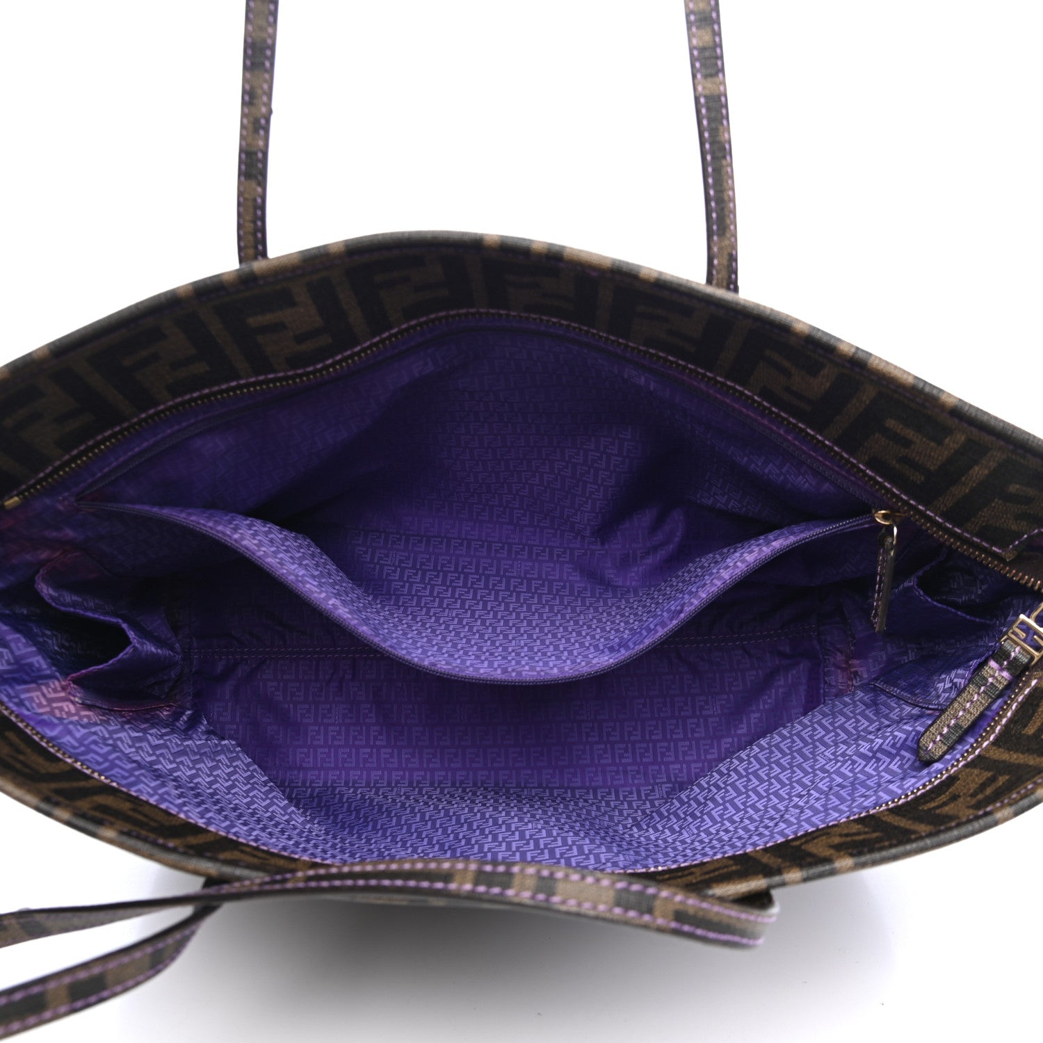 Fendi Zucca Spalmati Small Roll Tote Tobacco Viola 4 of 7