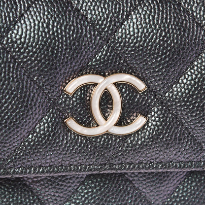 Chanel Iridescent Caviar Quilted Small Flap Wallet Black 9 of 10
