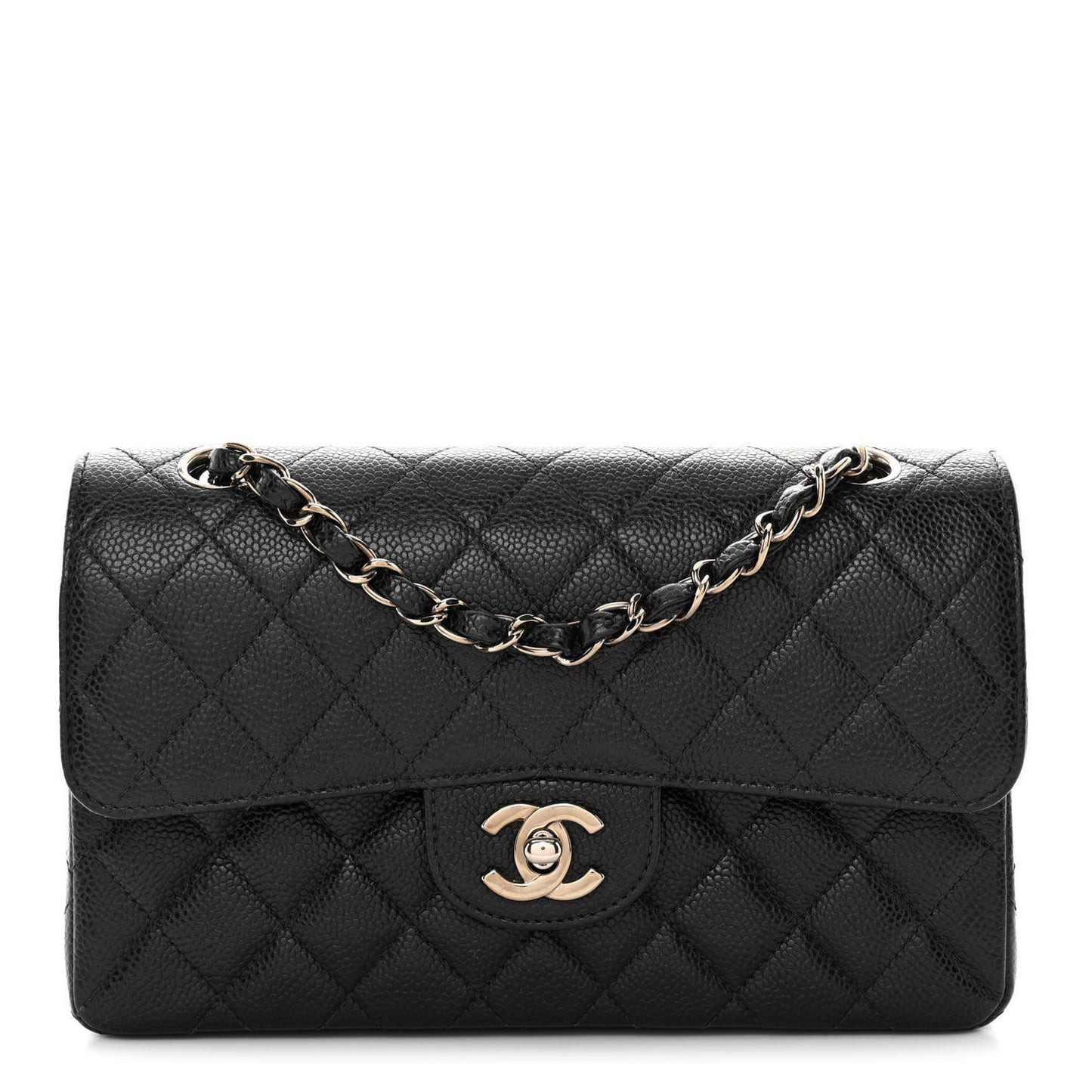 Caviar Quilted Small Double Flap Black