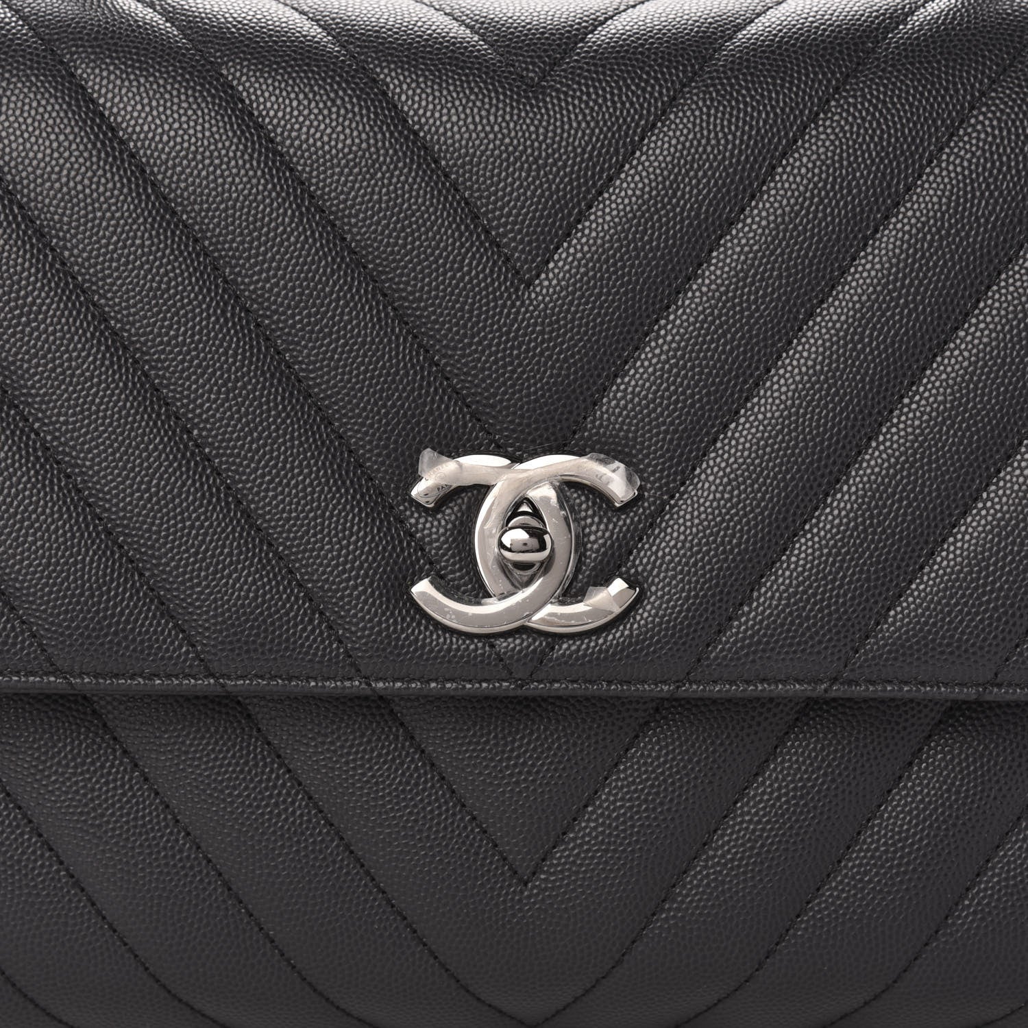 Chanel Caviar Chevron Quilted Small Coco Handle Flap Black 10 of 10