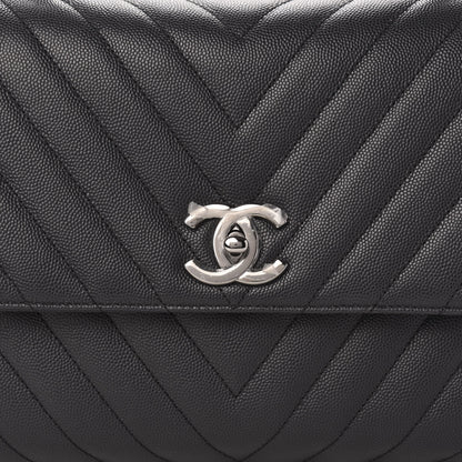 Chanel Caviar Chevron Quilted Small Coco Handle Flap Black 10 of 10