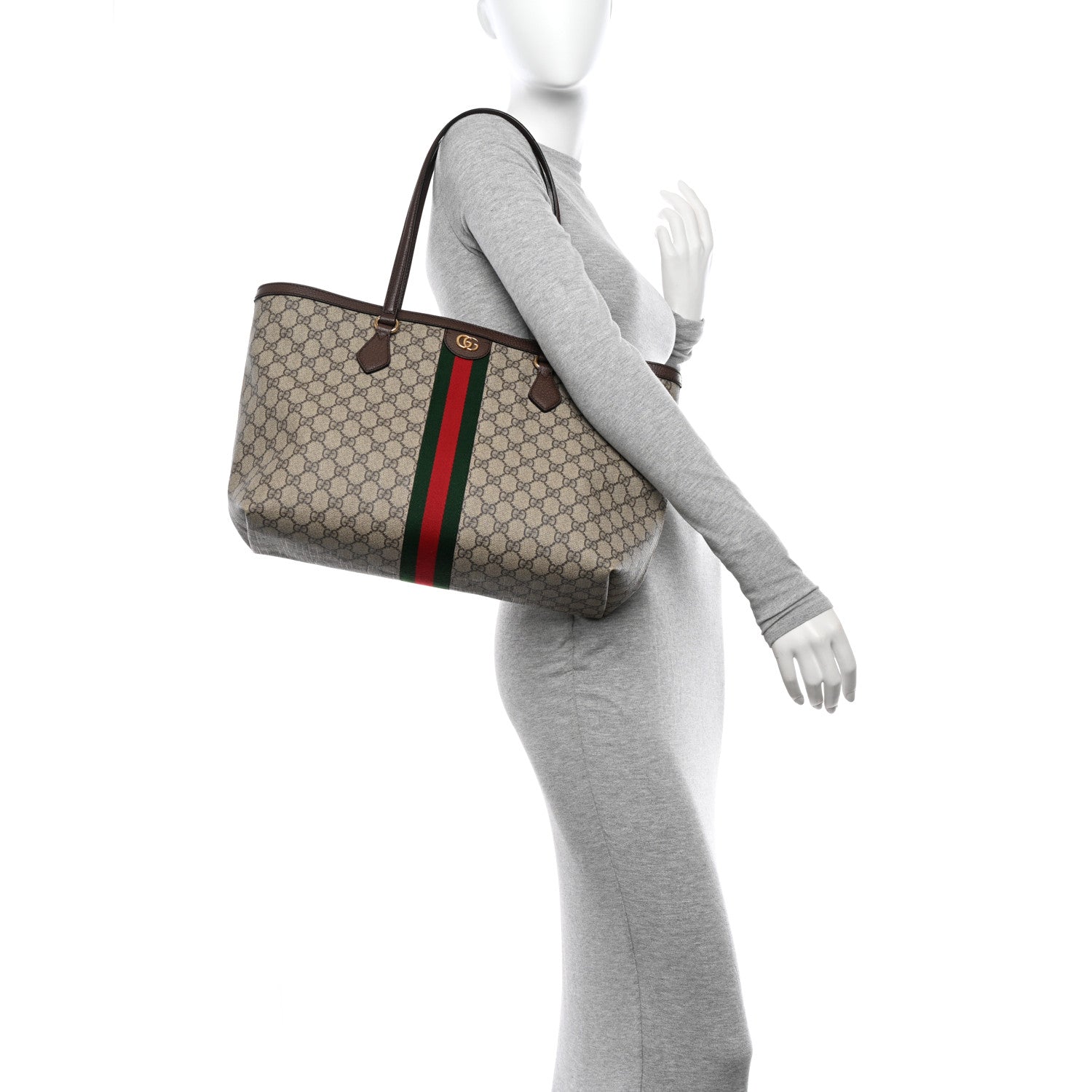 Gucci GG Supreme Monogram Medium Ophidia Shopping Tote Brown 3 of 10