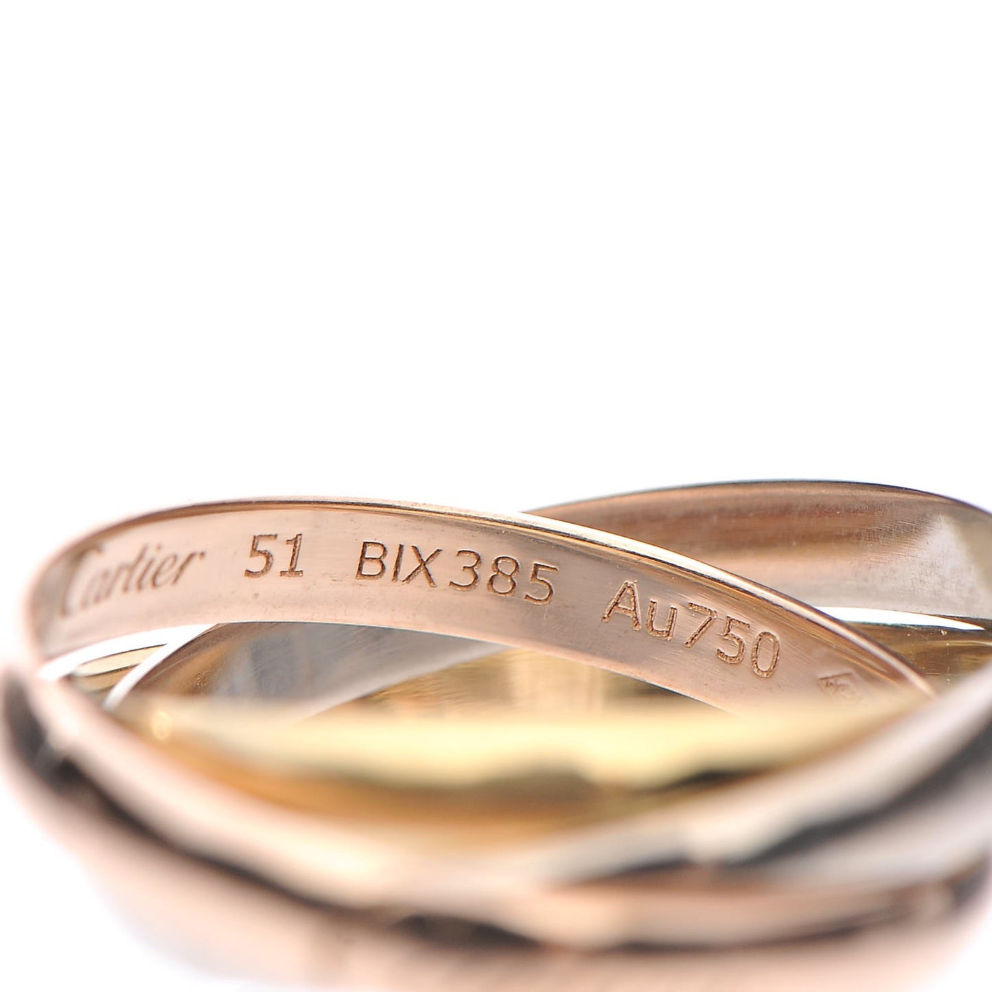 18K Pink Yellow White Gold Small Trinity Ring 51 5.75