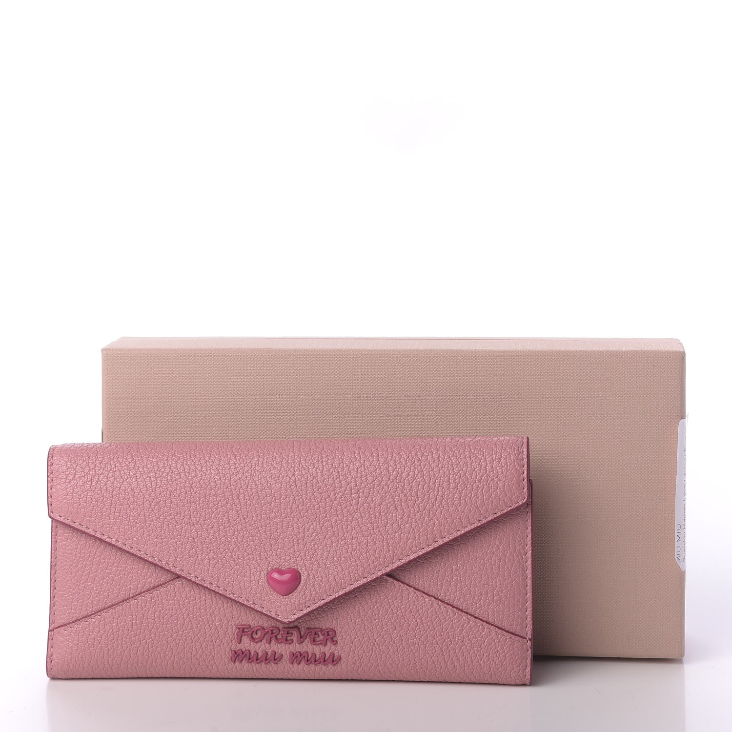 Miu Miu Goatskin Madras Love Forever Envelope Wallet Rosa 636649
