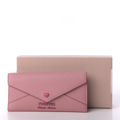 Miu Miu Goatskin Madras Love Forever Envelope Wallet Rosa 10 of 10