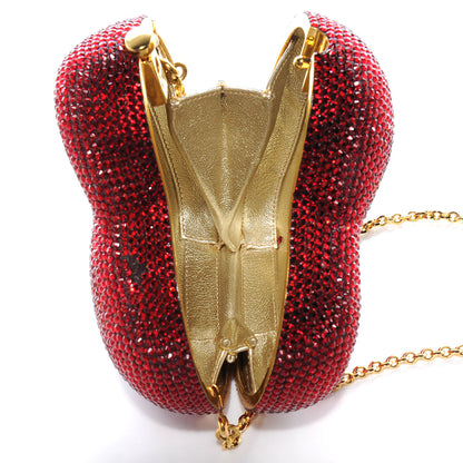 Judith Leiber Crystal Heart Minaudiere Clutch Red 6 of 7