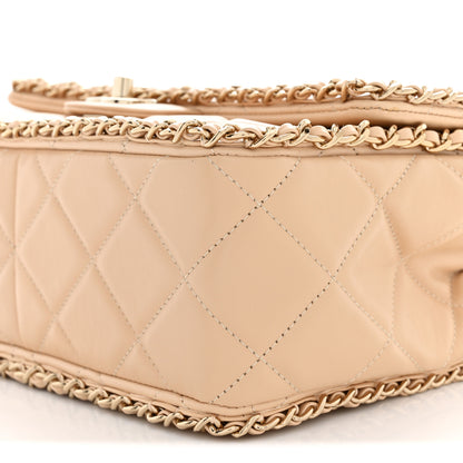 Chanel Crumpled Calfskin Medium Chain All Over Flap Beige 10 of 11