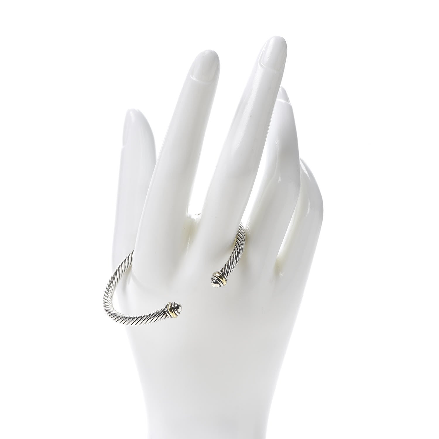 David Yurman Sterling Silver 18K Yellow Gold 4mm Cable Classics Bracelet 2 of 4