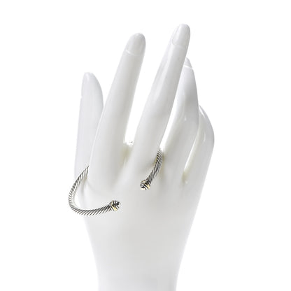 David Yurman Sterling Silver 18K Yellow Gold 4mm Cable Classics Bracelet 2 of 4