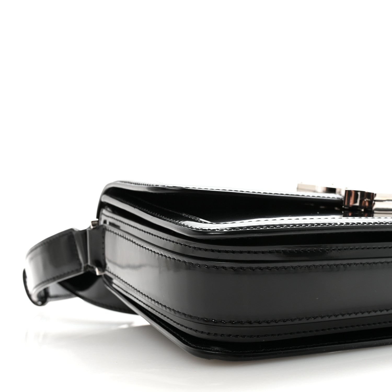 Saint Laurent Glazed Calfskin Monogram Medium Solferino Satchel Black 8 of 9