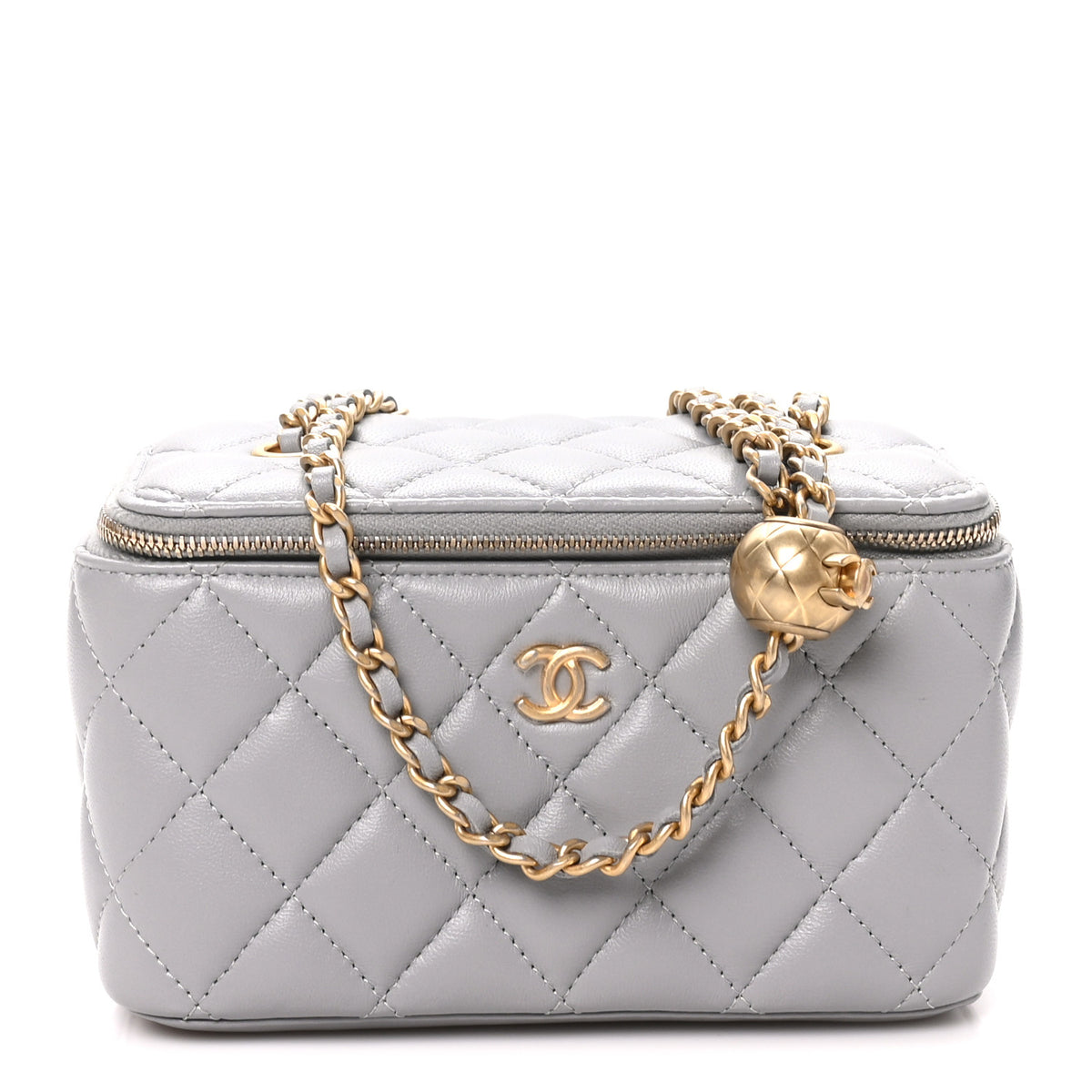 Chanel Lambskin Quilted Small Pearl Crush Vanity Case With Chain Grey 1 of 10
