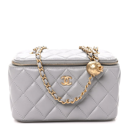 Chanel Lambskin Quilted Small Pearl Crush Vanity Case With Chain Grey 1 of 10