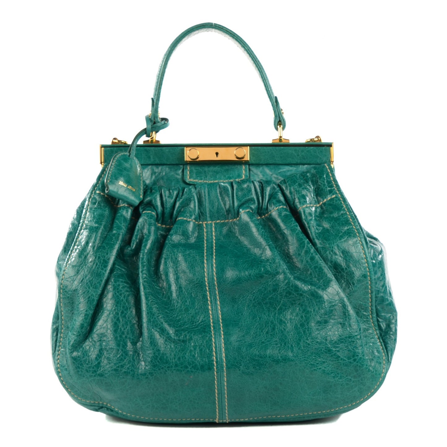 Nappa Frame Lux Top Handle Emerald