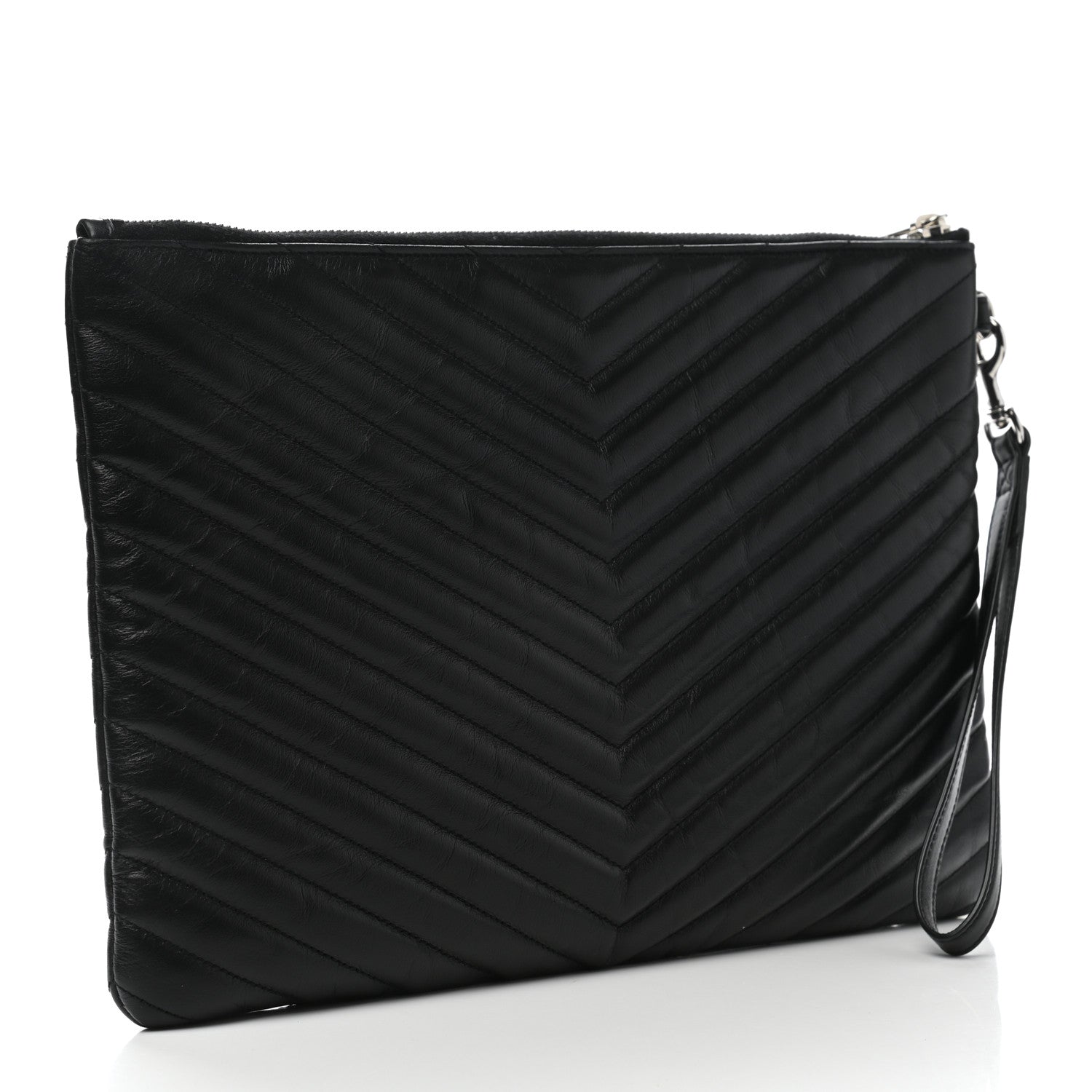 Saint Laurent Calfskin Matelasse Monogram Cassandre Tablet Pouch Black 3 of 8