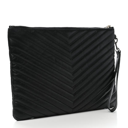 Saint Laurent Calfskin Matelasse Monogram Cassandre Tablet Pouch Black 3 of 8