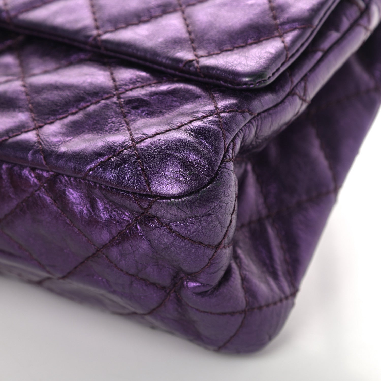 Chanel Metallic Aged Calfskin Quilted 2.55 Reissue 226 Flap Purple 10 of 15