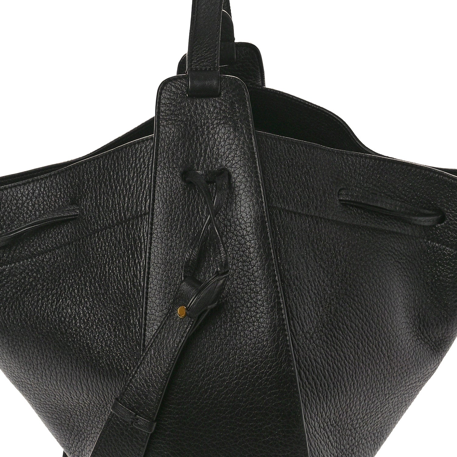 The Row Grained Calfskin Drawstring Bucket Bag Black 7 of 16