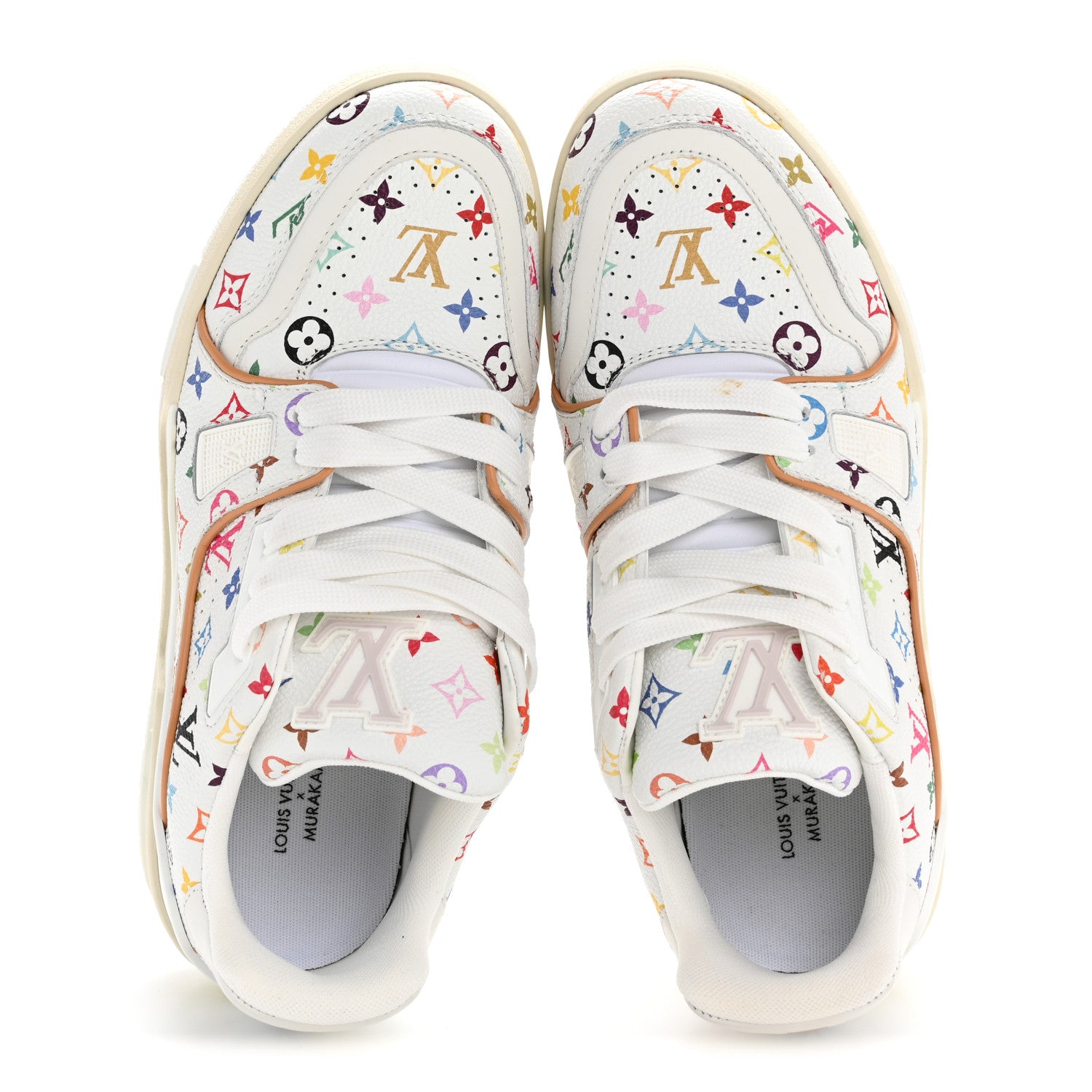 Louis Vuitton LV X TM Calfskin Monogram Multicolor Womens LV Trainer Sneakers 37.5 White 3 of 18