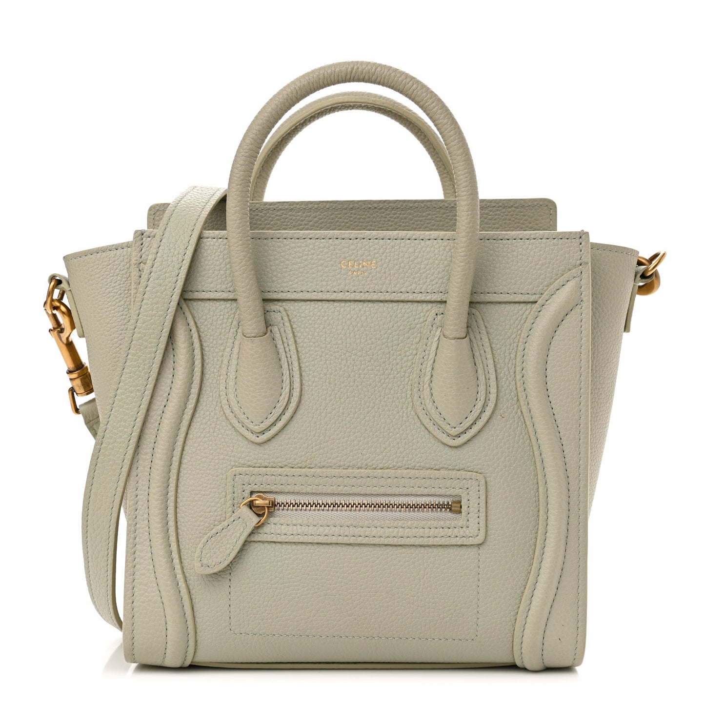 Drummed Calfskin Nano Luggage Vert D'eau