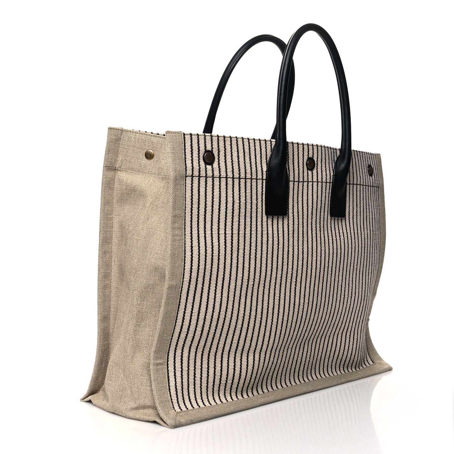 Embroidered Cotton Linen Rive Gauche Noe Tote Natural Black