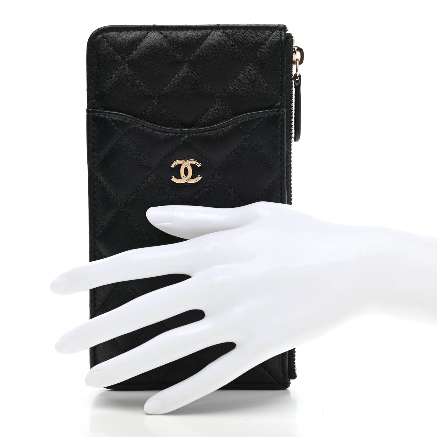 Lambskin Quilted Classic iPhone Pouch Black