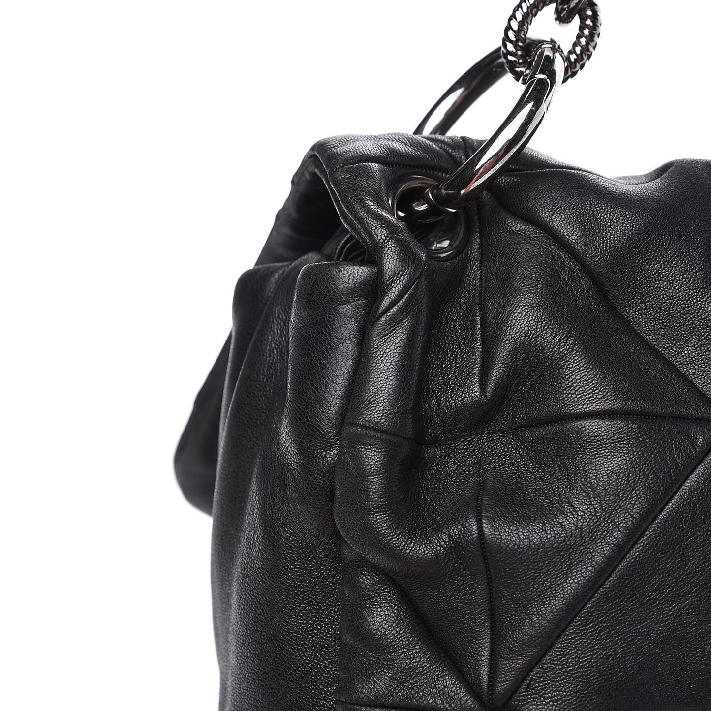 Lambskin Quilted Soft Squares Origami Flap Black