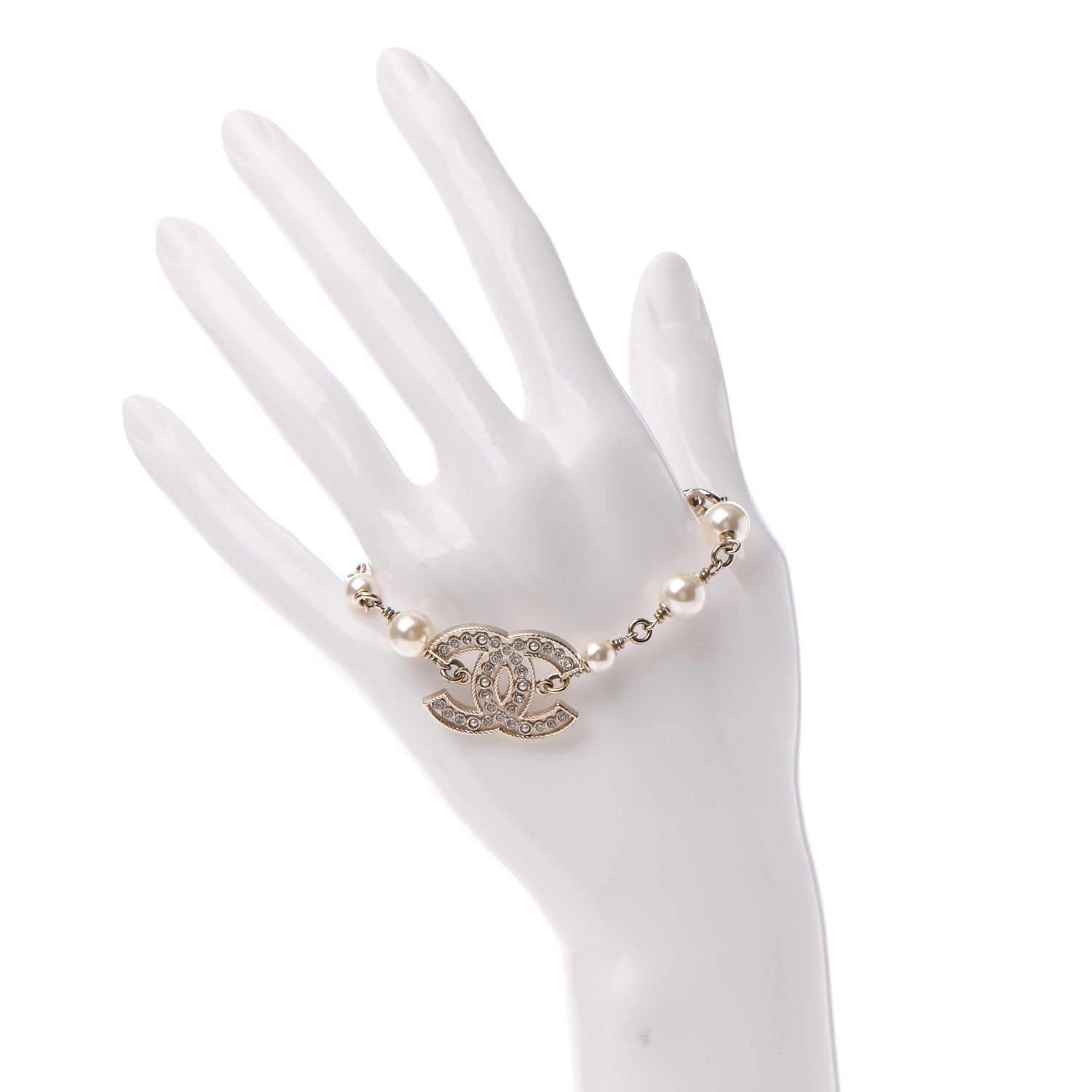 Chanel Pearl Crystal CC Bracelet Gold 2 of 6
