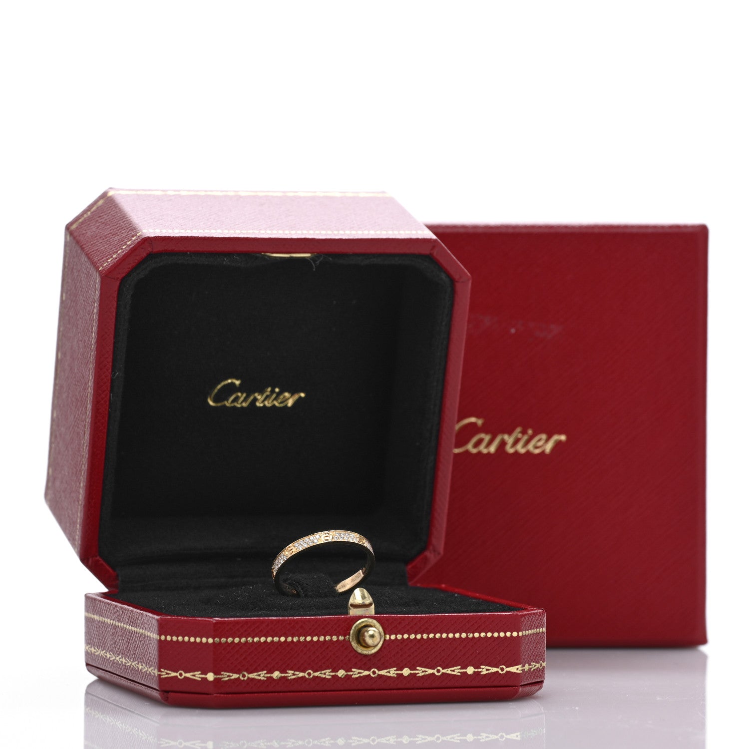 Cartier 18K Yellow Gold Diamond 2.6mm LOVE Paved Band Ring 55 7.25 5 of 5
