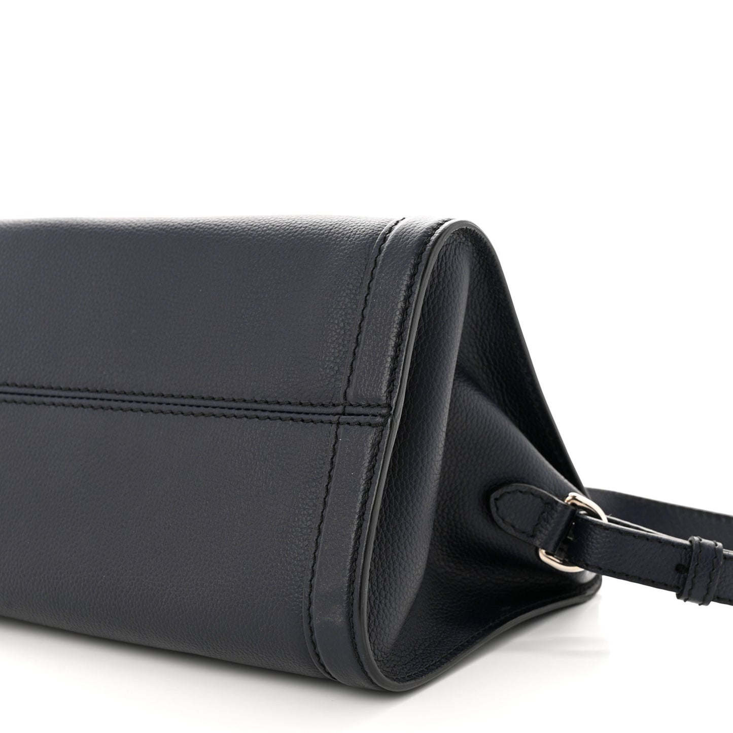 Pebbled Calfskin Small Skull Padlock Zip Around Tote Navy