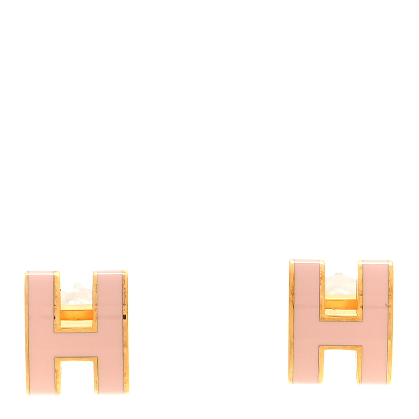 Rose Gold Lacquered Mini Pop H Earrings Rose Dragee