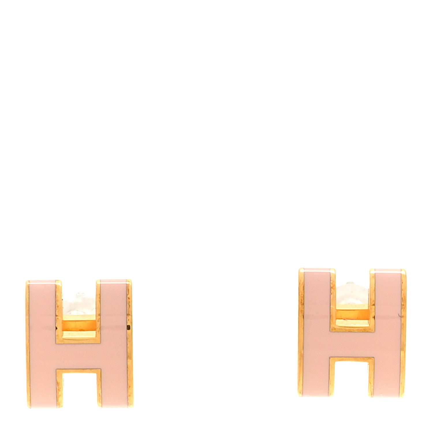 Hermes Rose Gold Lacquered Mini Pop H Earrings Rose Dragee 1 of 5