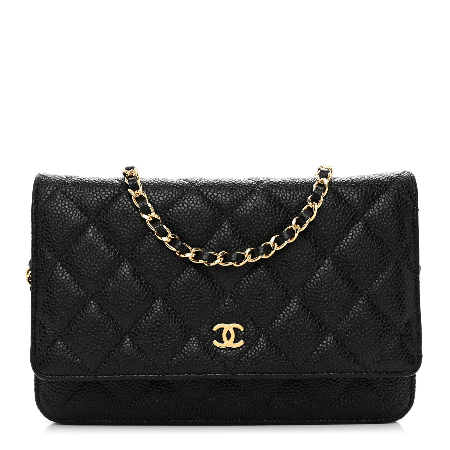 Caviar Quilted Wallet on Chain WOC Black