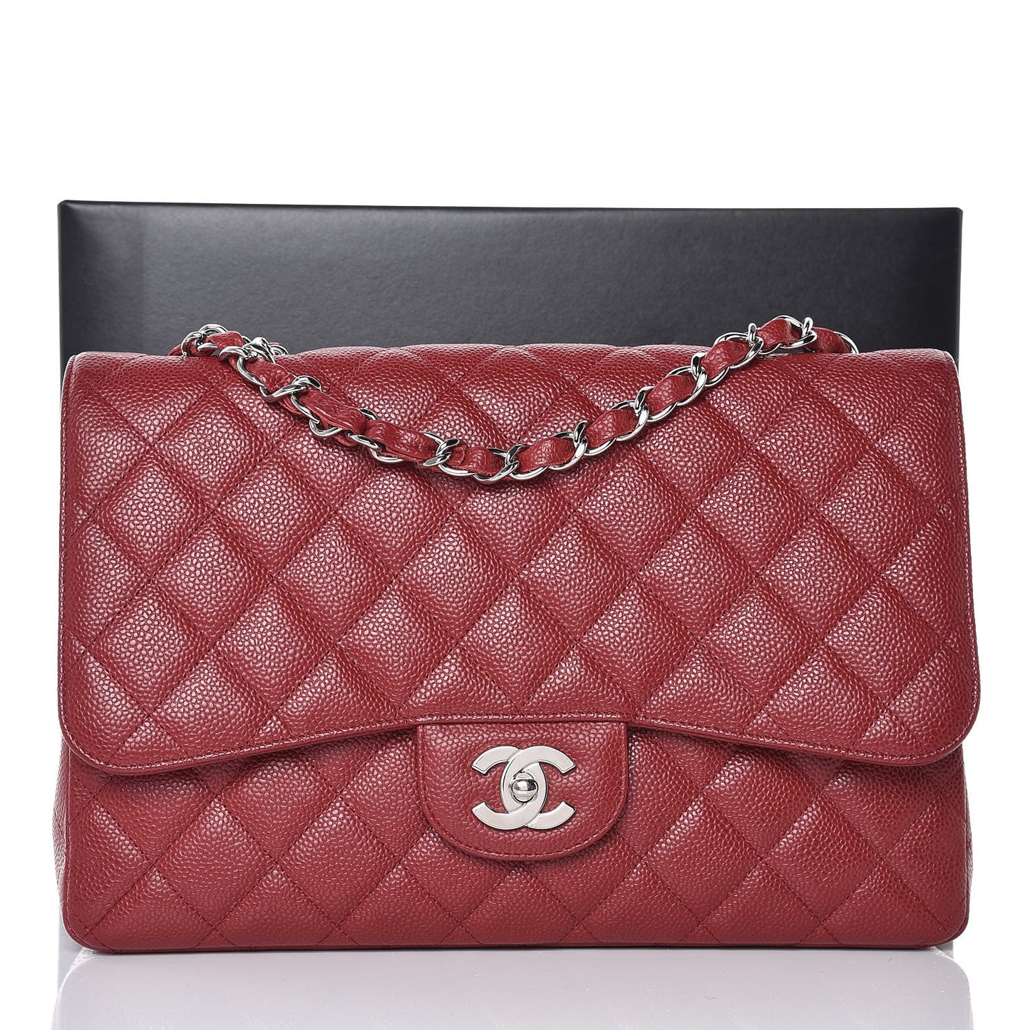 Caviar Quilted Jumbo Single Flap Red
