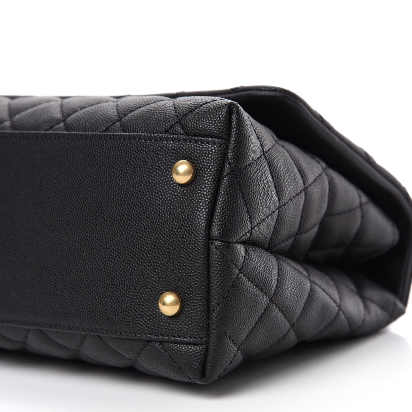 Caviar Lizard Embossed Quilted Small Coco Handle Flap Black